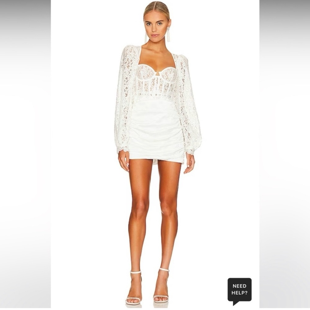 For Love & Lemons Lacey Mini Dress in White Bridal sz Large